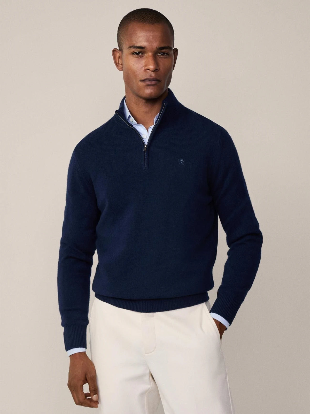 Lambswool Half-Zip Navy Jumper