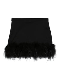 Feather-Trim Black Mini Skirt