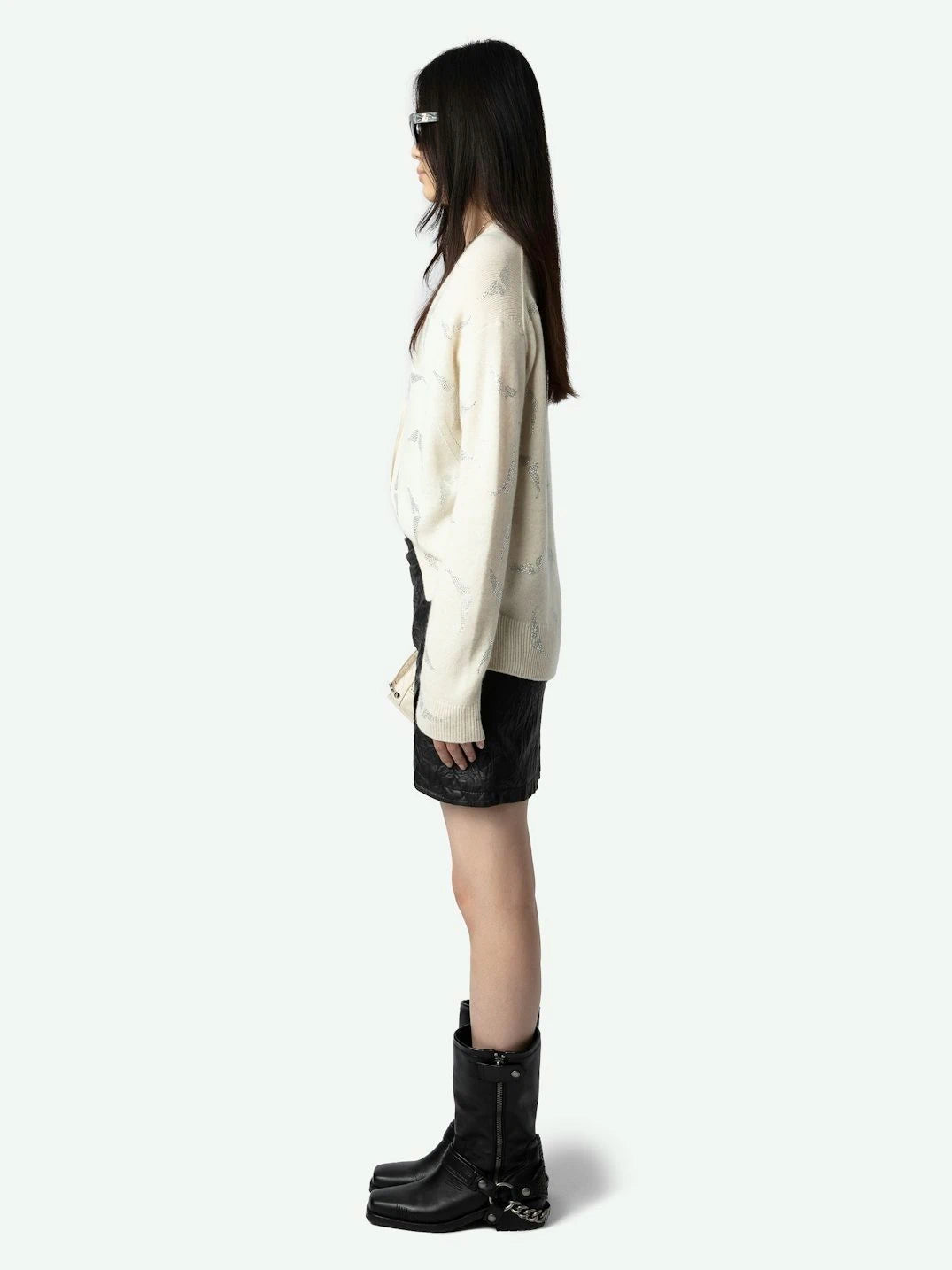 Diamanté Wings White Cardigan