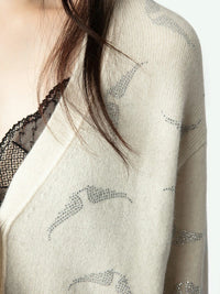 Diamanté Wings White Cardigan