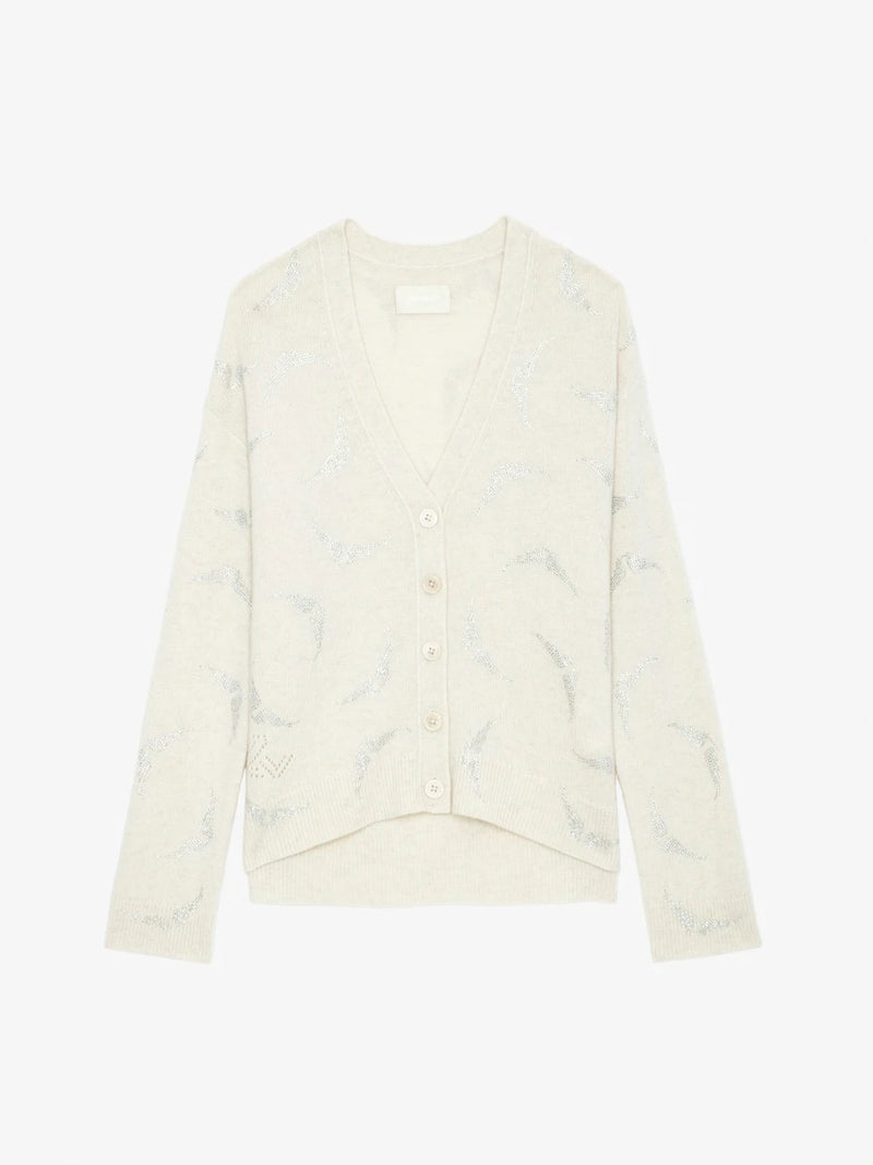 Diamanté Wings White Cardigan