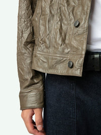 Crinkle Brown Leather Jacket