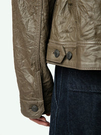 Crinkle Brown Leather Jacket