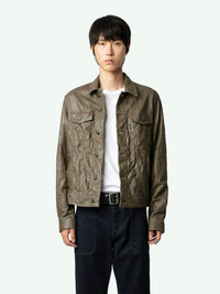 Crinkle Brown Leather Jacket