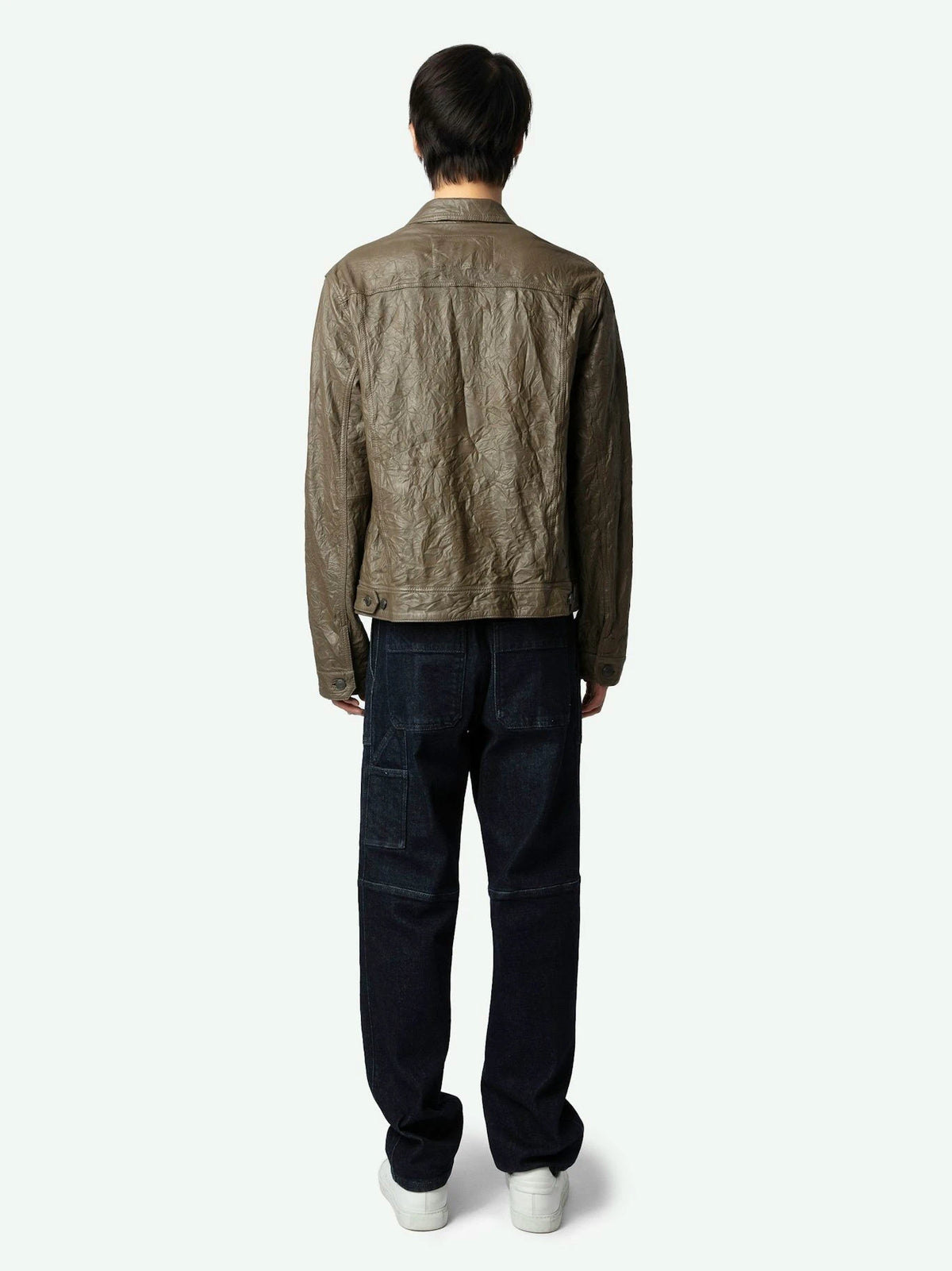 Crinkle Brown Leather Jacket