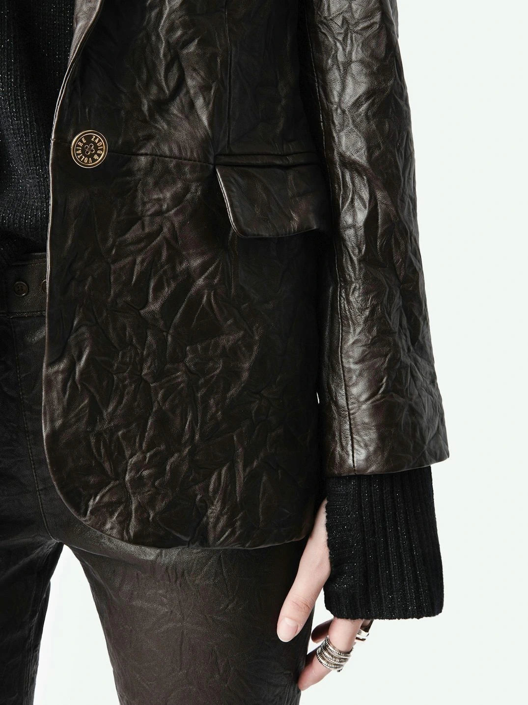 Valse Crinkled Black Blazer