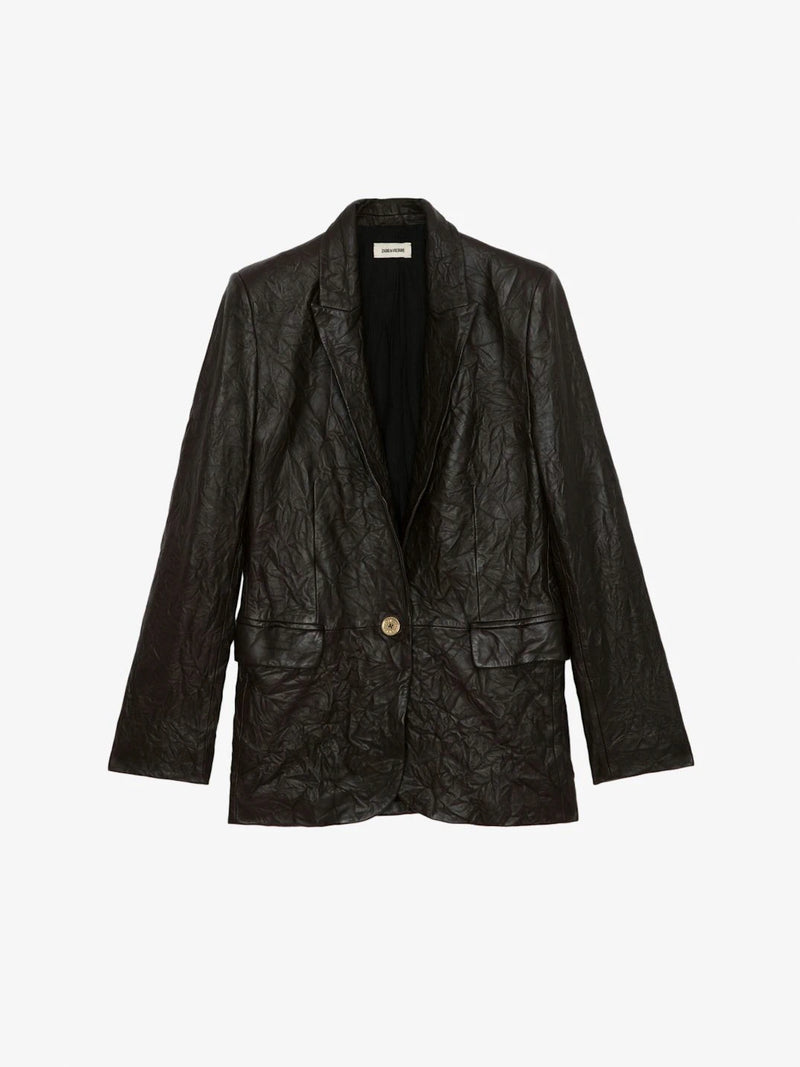 Valse Crinkled Black Blazer
