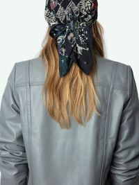 Cropped Grey Leather Jacket