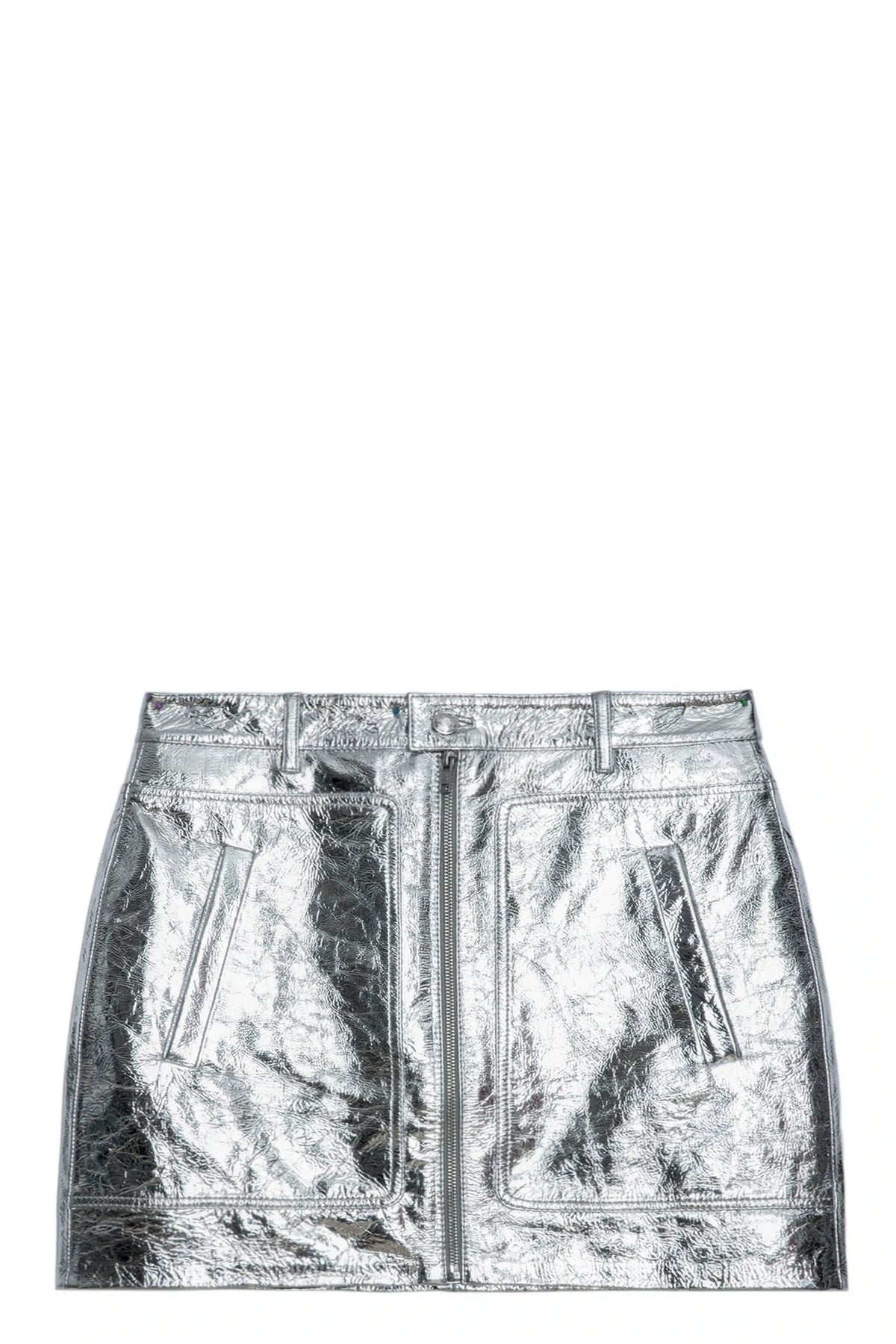 Jinette Silver Leather Skirt