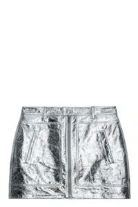 Jinette Silver Leather Skirt