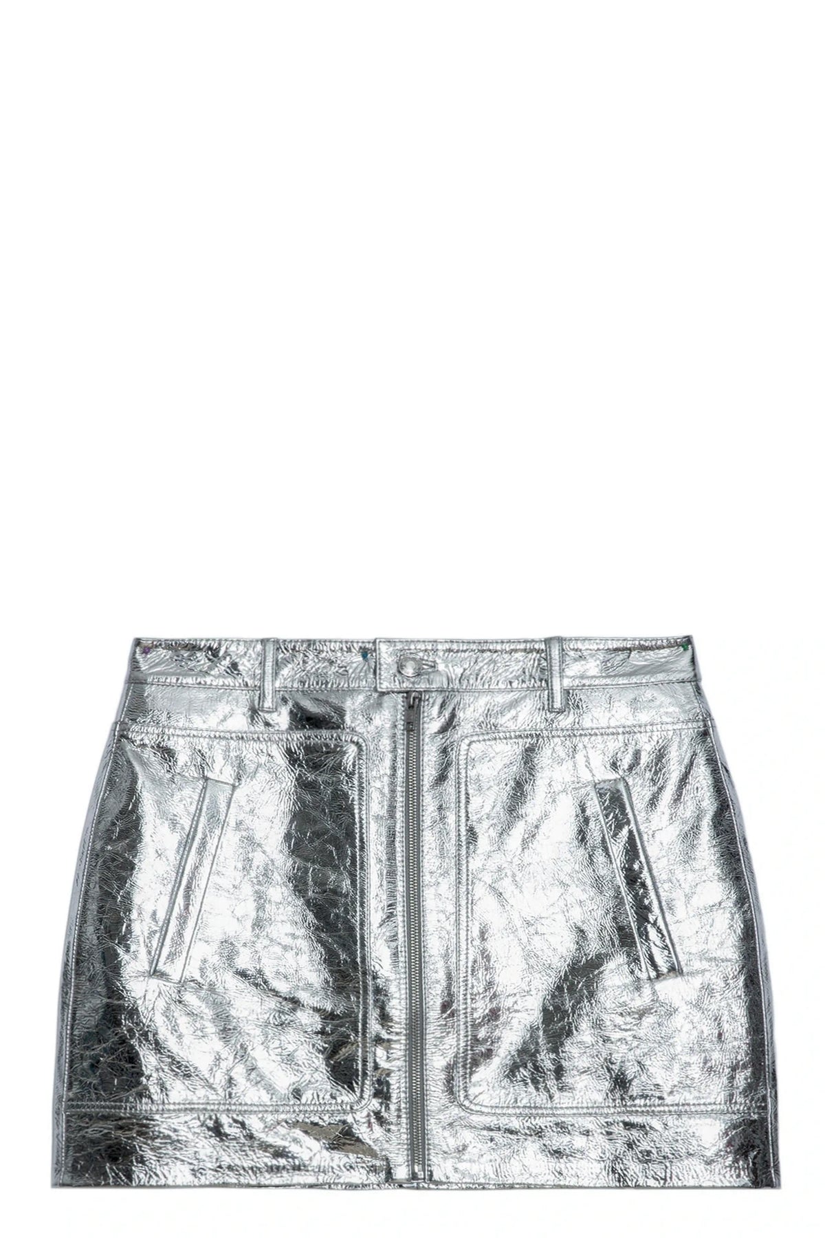 Jinette Silver Leather Skirt