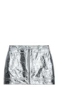 Jinette Silver Leather Skirt