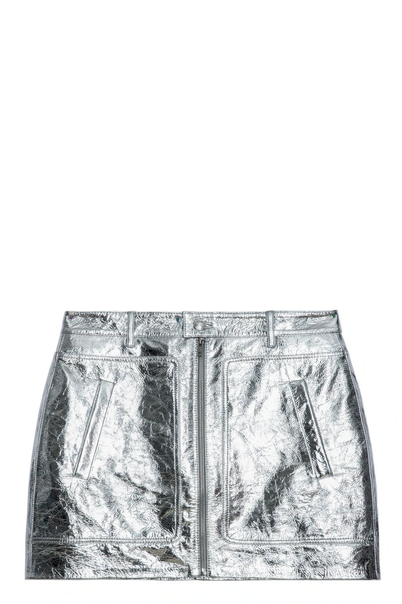 Jinette Silver Leather Skirt