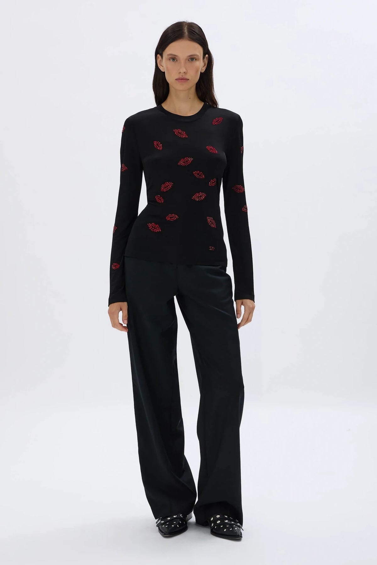 Crystal Mouth Black Top