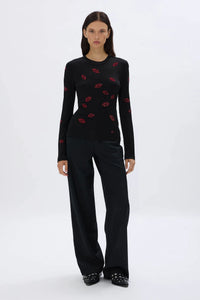 Crystal Mouth Black Top