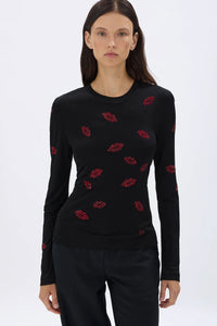 Crystal Mouth Black Top