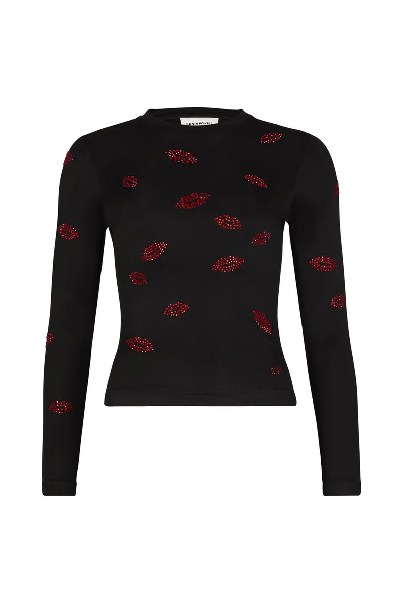 Crystal Mouth Black Top