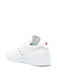 Stitching White Leather Sneakers