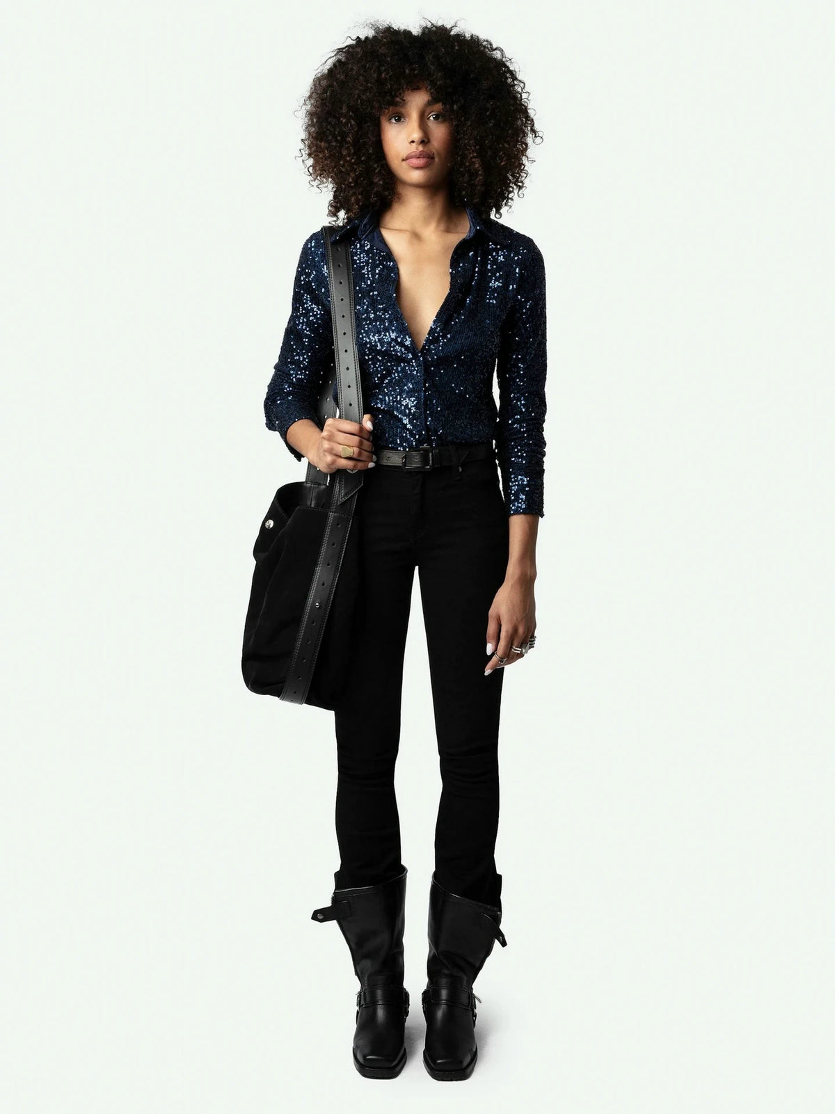 Tawny Sequins Black Shirt