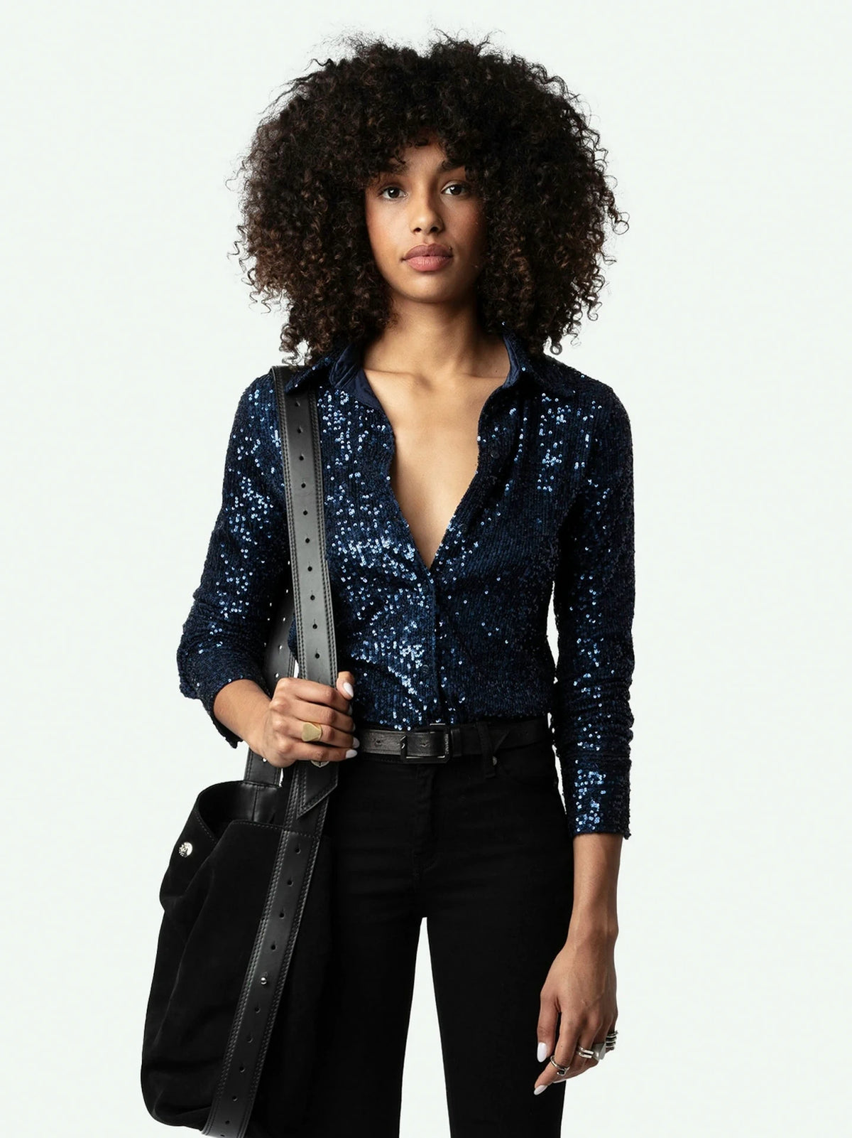 Tawny Sequins Black Shirt