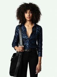 Tawny Sequins Black Shirt