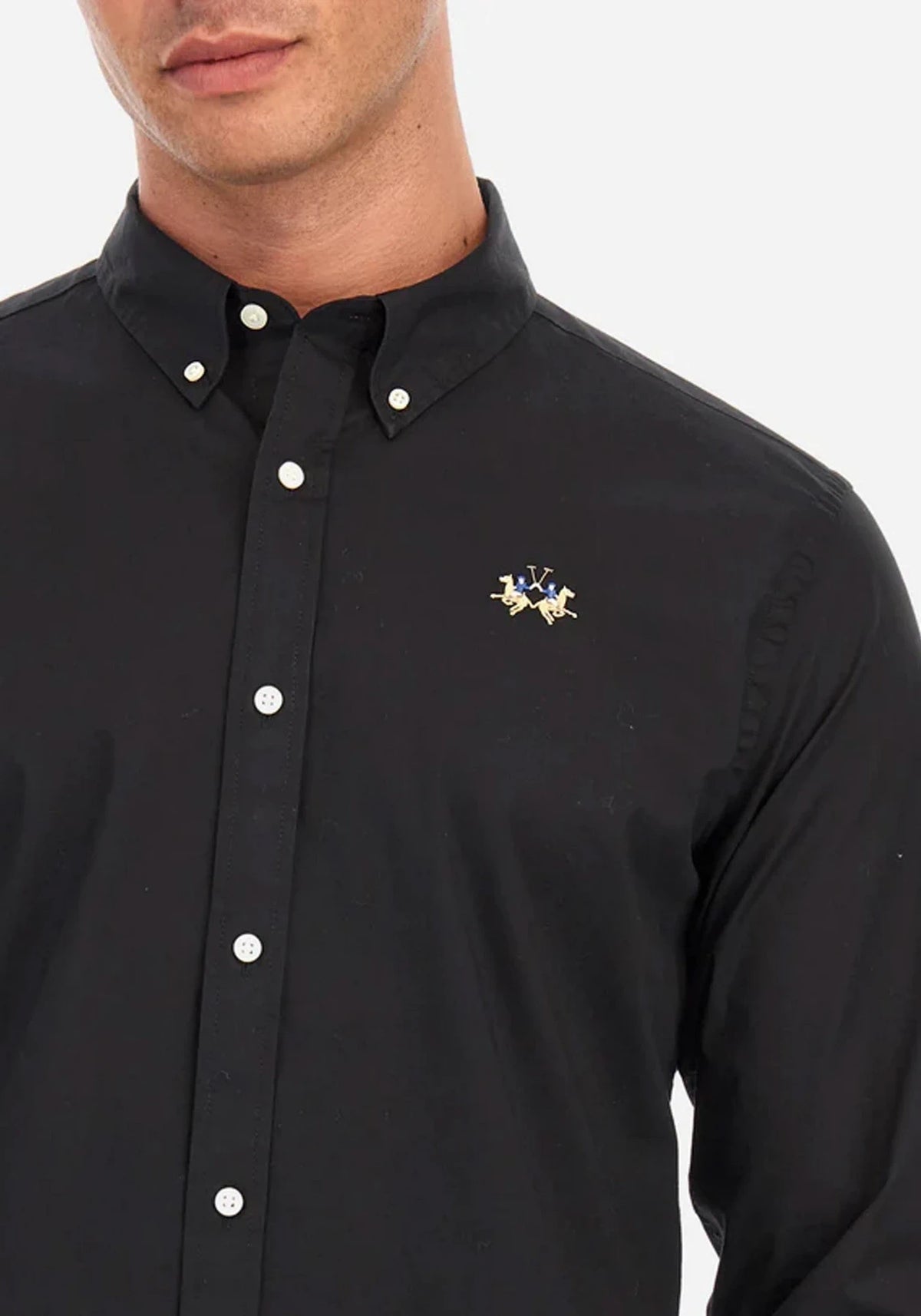 Slim-Fit Black Poplin Shirt