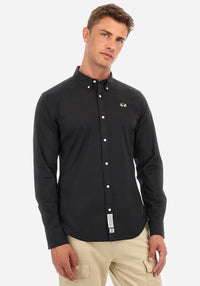 Slim-Fit Black Poplin Shirt