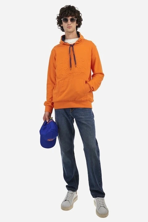 Embossed Logo Orange Hoodie