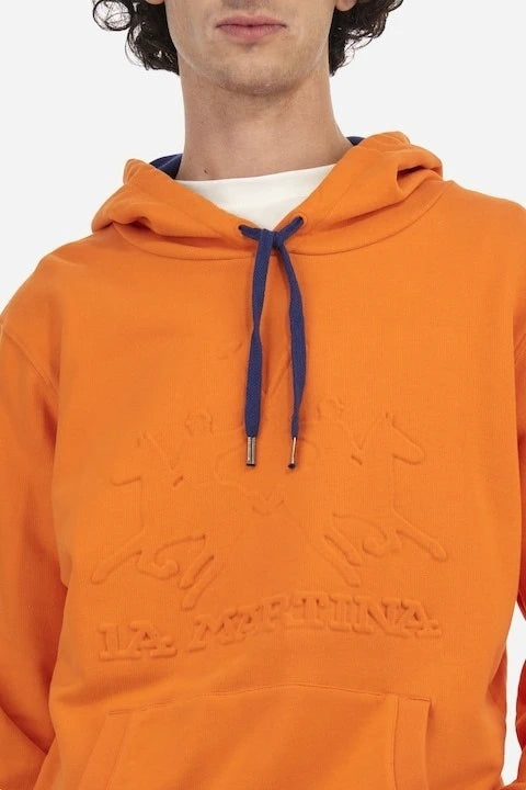 Embossed Logo Orange Hoodie