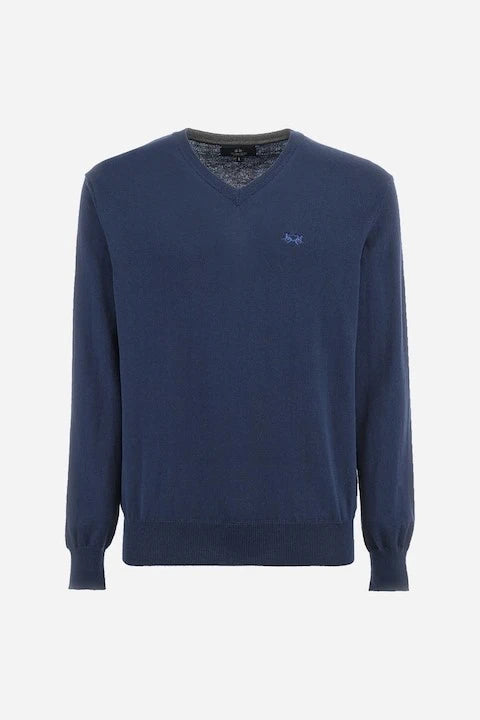 Basic Cotton Wool Blue Sweater