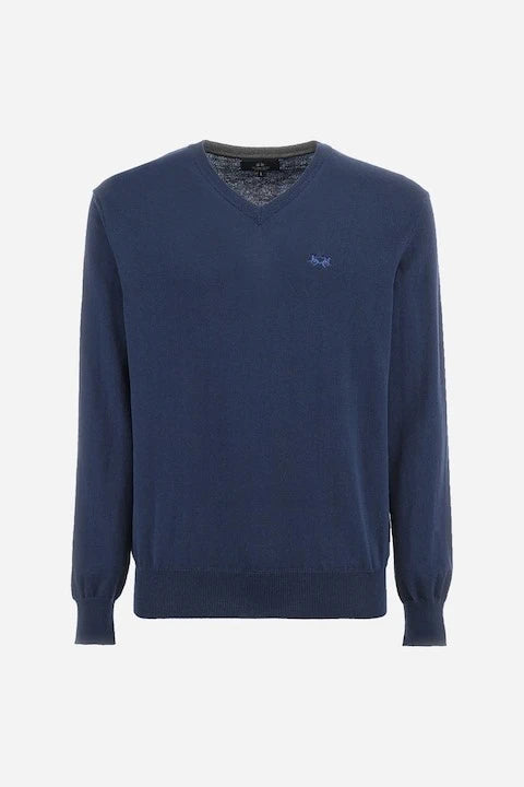 Basic Cotton Wool Blue Sweater