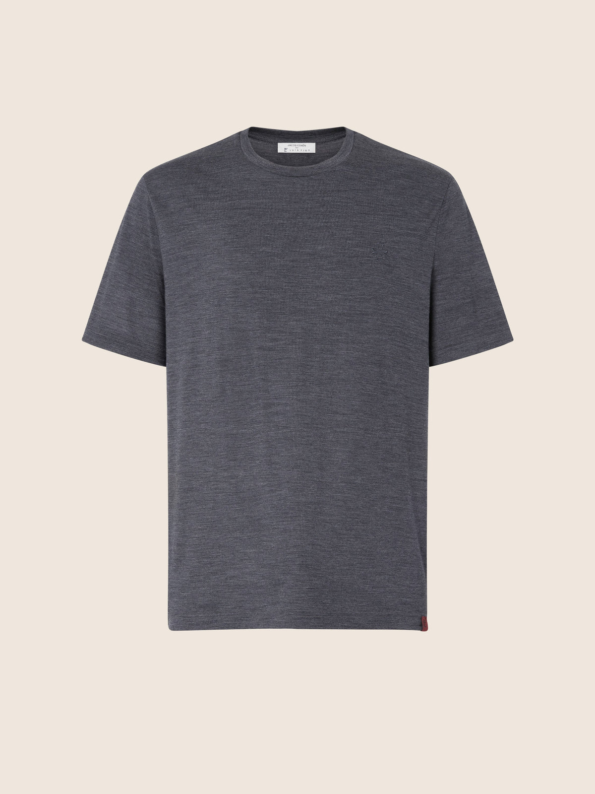 Crewneck T-shirt in Mélange Grey Merino Wool Jersey