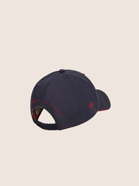 Baseball Hat in Navy Blue Lightweight Nylon with Logo