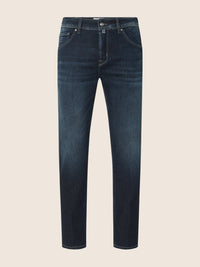 Scott Slim Carrot 5 Pocket Jeans in Dark Blue Super Stretch Soft Denim in Cotton and Lyocell