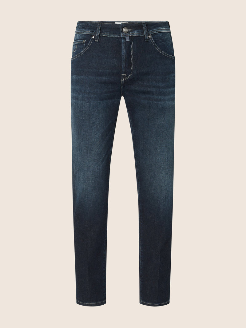 Scott Slim Carrot 5 Pocket Jeans in Dark Blue Super Stretch Soft Denim in Cotton and Lyocell