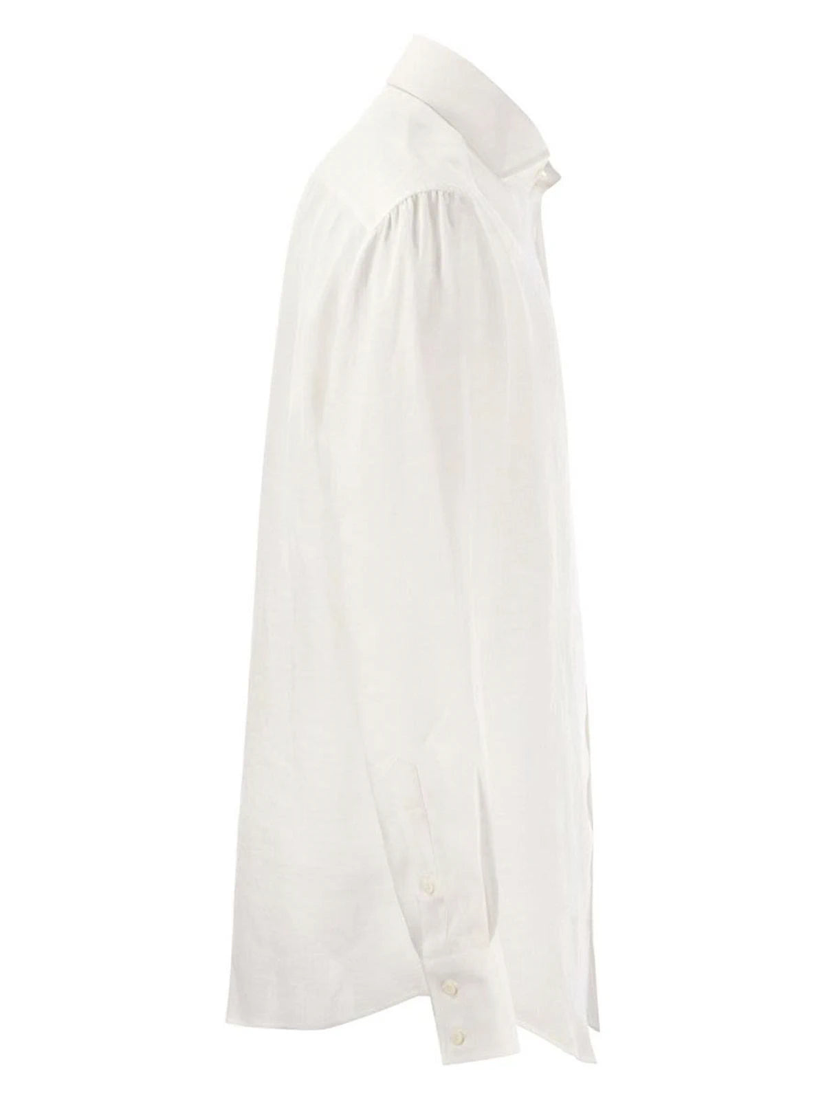 Linen French Collar White Shirt