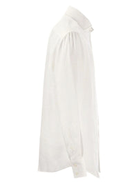 Linen French Collar White Shirt