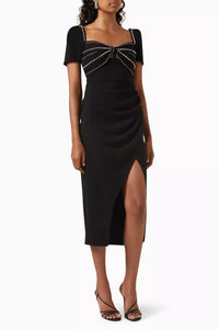 Diamant Bust Black Midi Dress