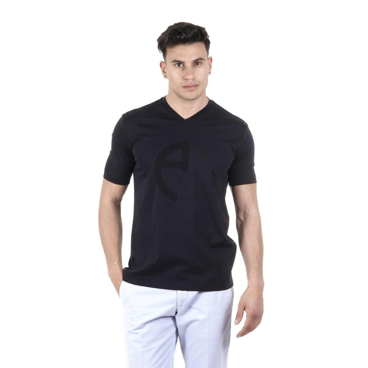 V-Neck Logo Blue T-Shirt