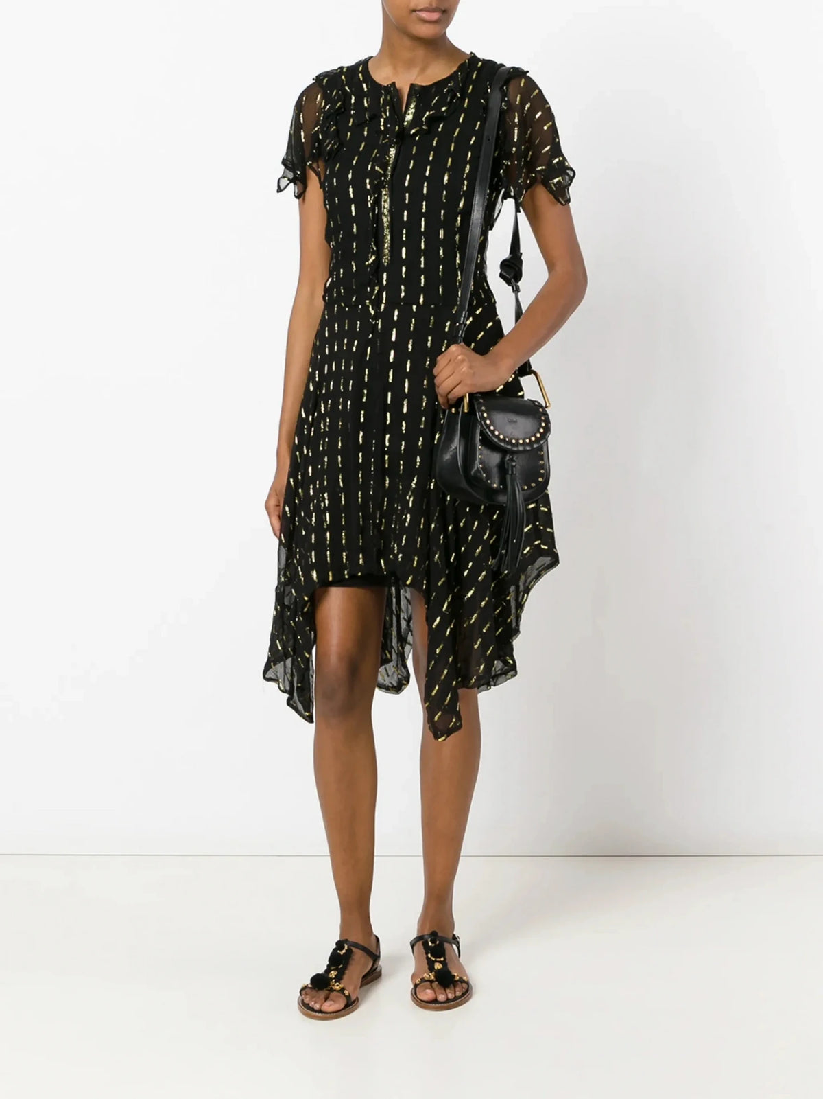 Flared Asymmetric Black Dress