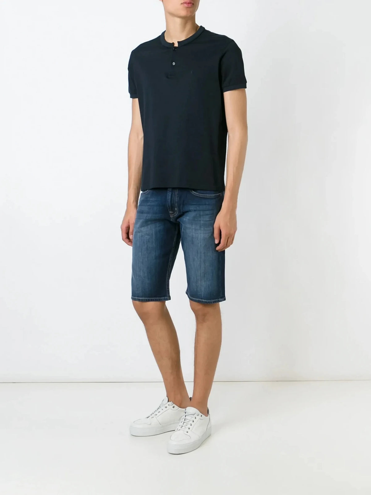 Stretch Cotton Navy Blue Shorts