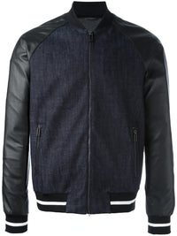 Contrast Zip-Up Navy Blue Blouson Jacket