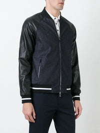 Contrast Zip-Up Navy Blue Blouson Jacket
