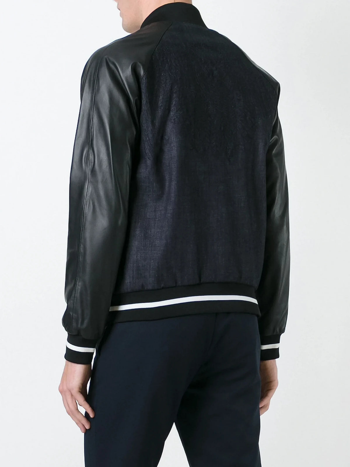Contrast Zip-Up Navy Blue Blouson Jacket