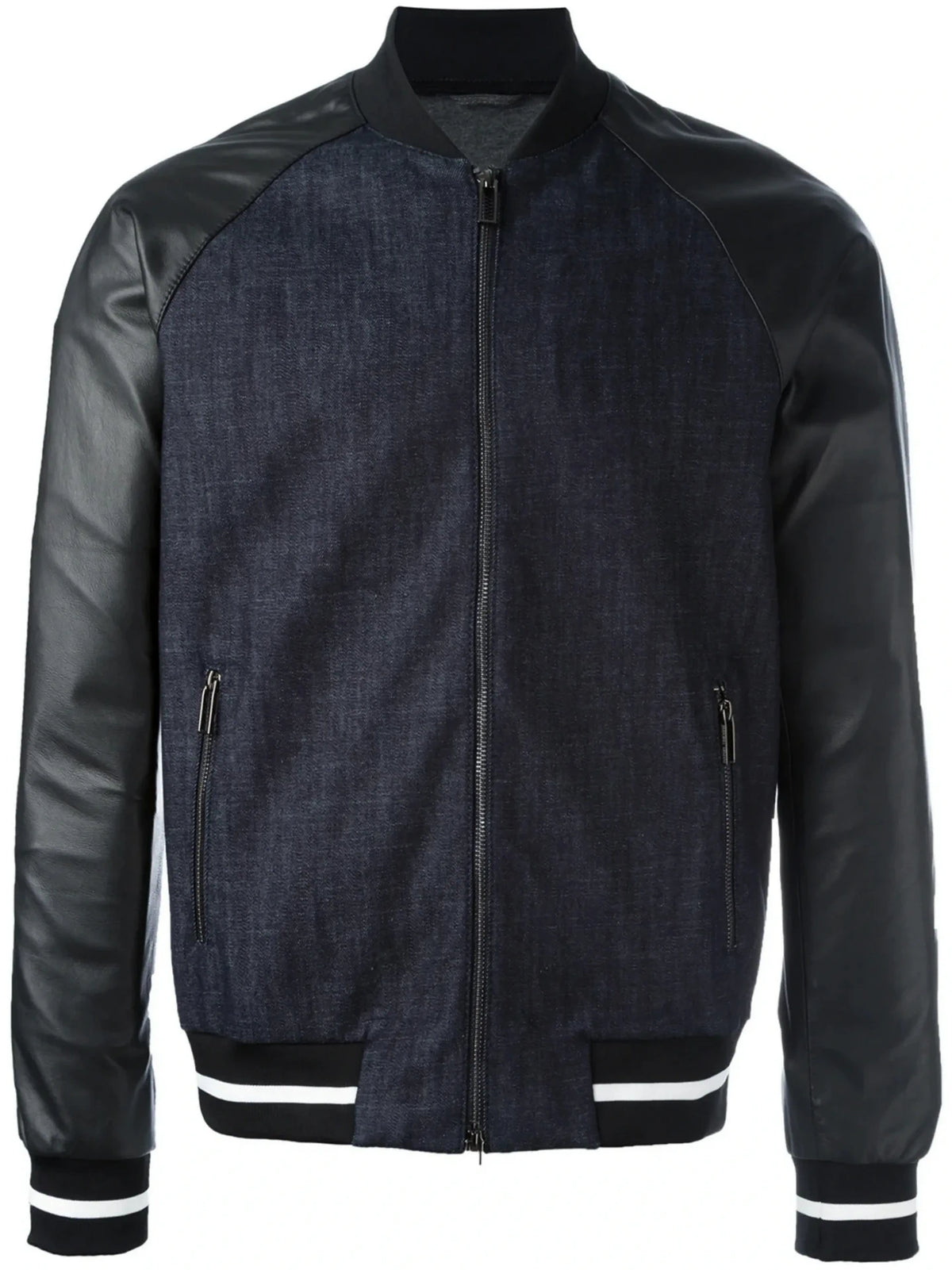 Contrast Zip-Up Navy Blue Blouson Jacket