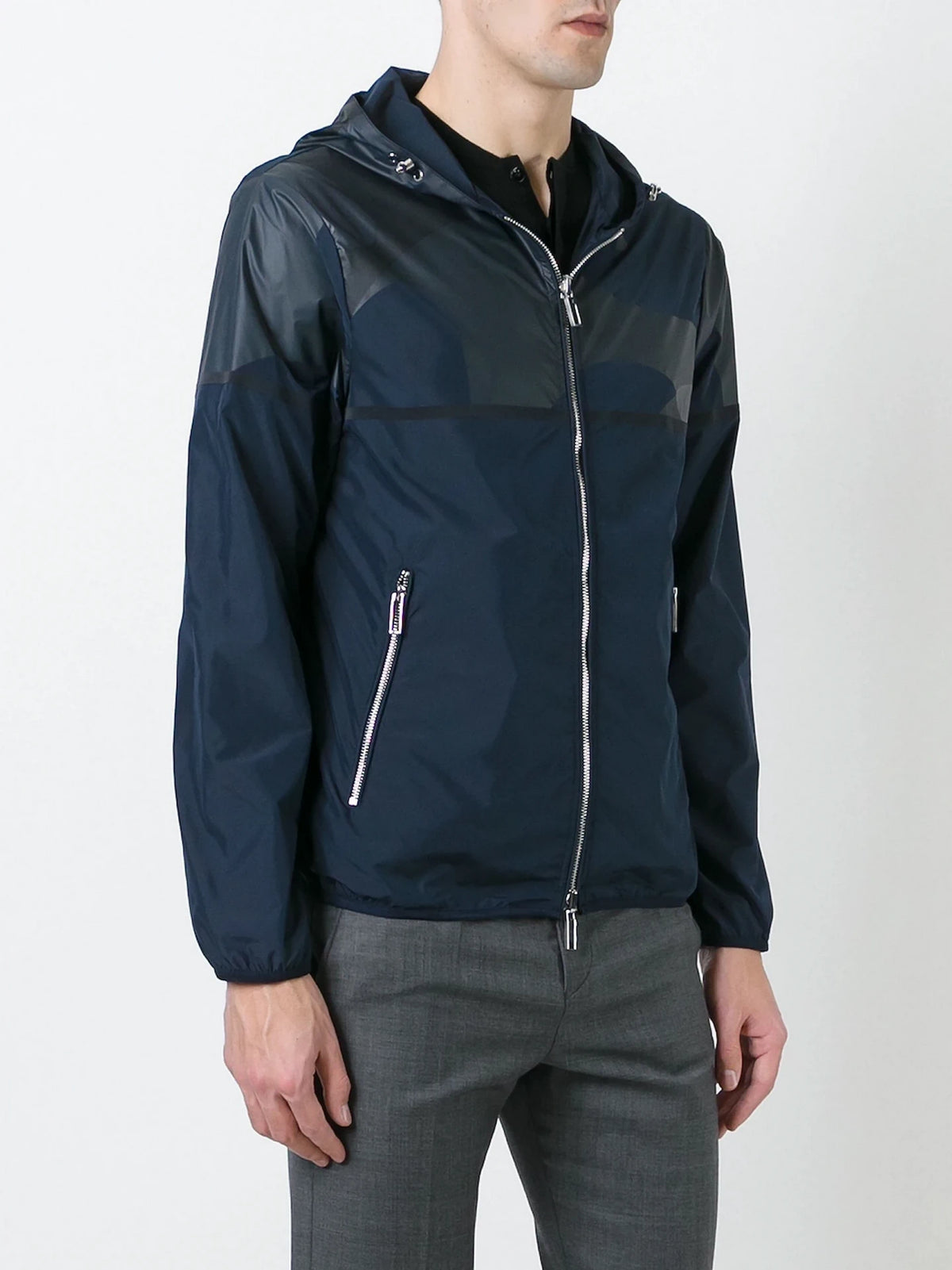 Zip-Up Navy Blue Blouson Jacket