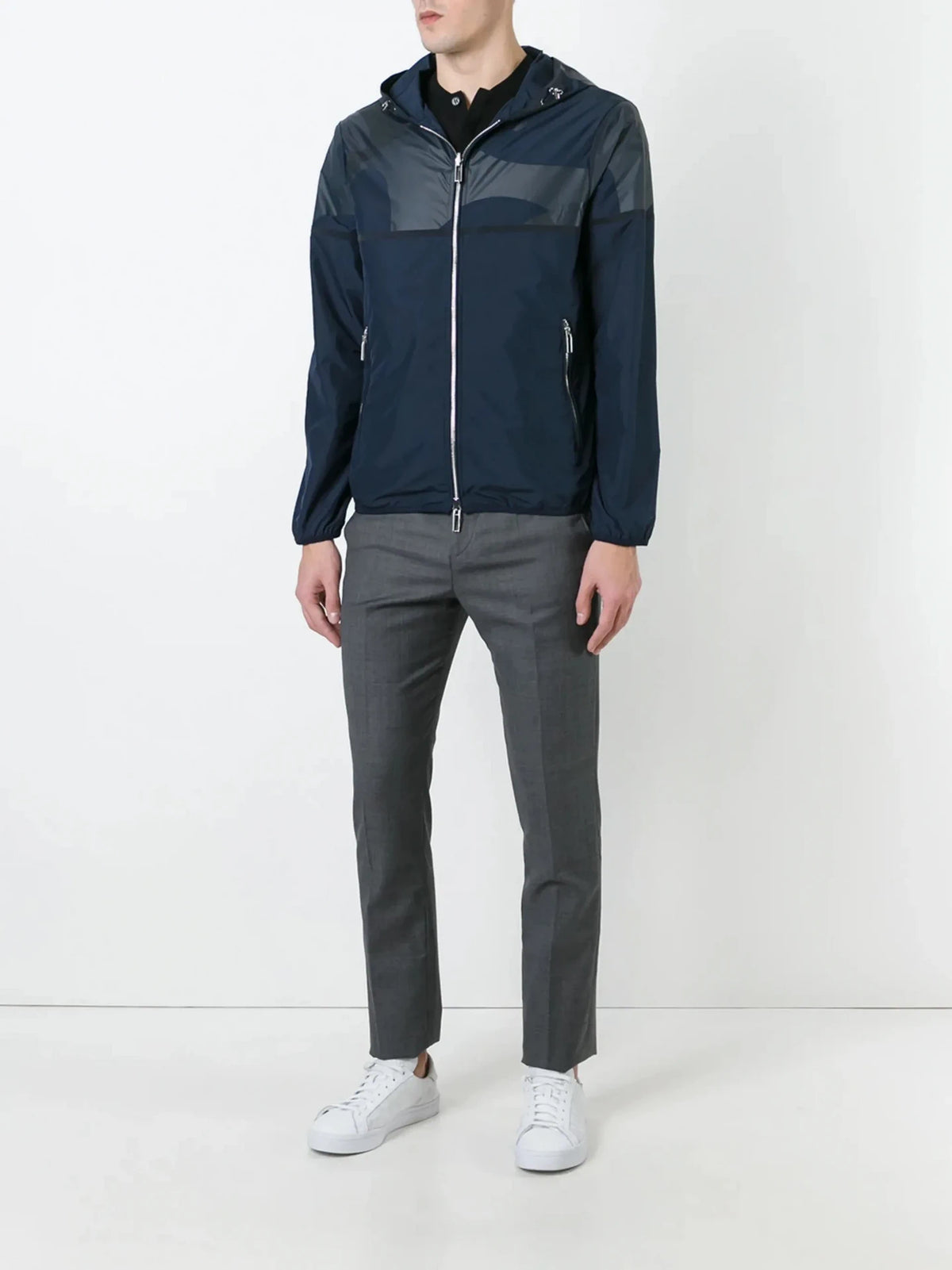 Zip-Up Navy Blue Blouson Jacket
