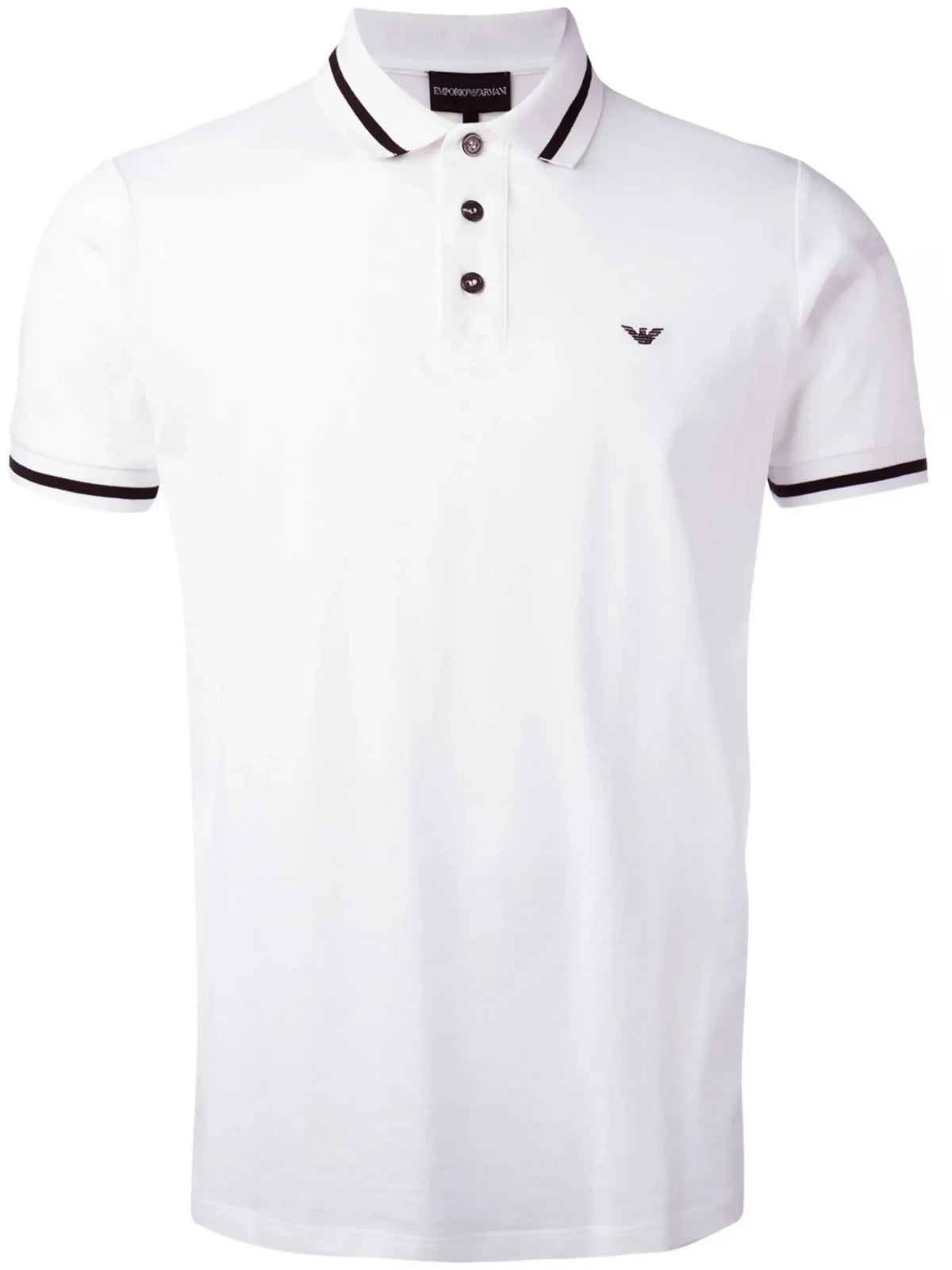 Striped Trim White Polo