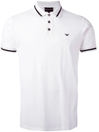 Striped Trim White Polo