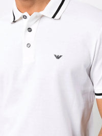 Striped Trim White Polo
